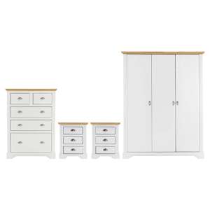 Talox Wooden 3 Doors Wardrobe Bedroom Set In White And Oak