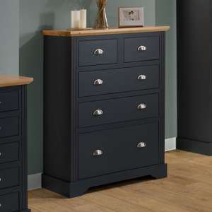 Talox Wooden Chest Of 5 Drawers In Grey And Oak