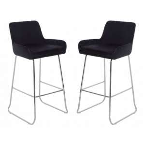 Tamzo Black Velvet Upholstered Bar Chair With Low Arms In Pair