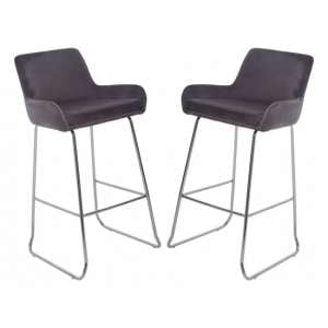 Tamzo Mink Velvet Upholstered Bar Chair With Low Arms In Pair