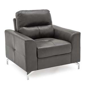 Tanaro Leathaire Fabric 1 Seater Sofa In Grey