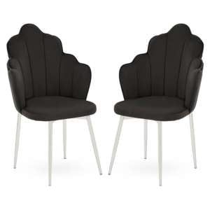 Tania Black Velvet Dining Chairs With Chrome Legs In A Pair