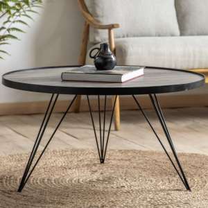 Tania Wooden Coffee Table With Black Base In Natural