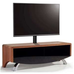 Wiley Ultra High Gloss TV Stand With 2 Soft Open Doors In Walnut