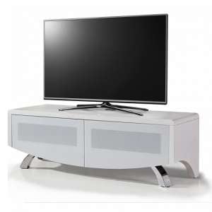 Wiley High Gloss TV Stand With 2 Soft Open Doors In White