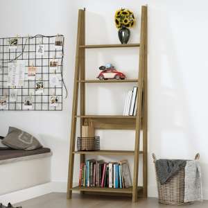 Tarvie Wooden Ladder Style Bookcase In Oak