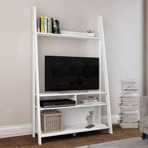 Tarvie Wooden Ladder Style Entertainment Unit In White