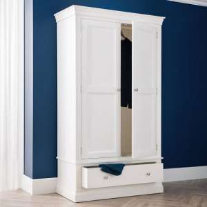Calida Wooden Wardrobe In White Lacquer With Two Doors