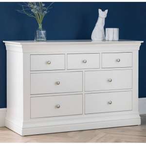Calida Wooden Wide Chest Of Drawers In White Lacquer