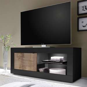 Taylor TV Stand In Matt Black And Pero With 1 Door And LED