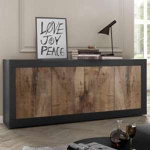 Taylor Wooden Sideboard With 4 Doors In Matt Black And Pero