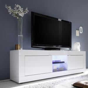Taylor TV Stand Large In White High Gloss With 2 Doors And LED