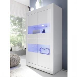 Taylor Display Cabinet In White High Gloss With 4 Doors And LED