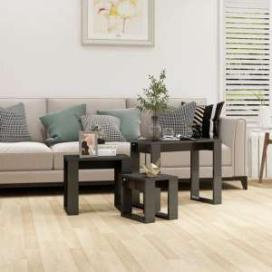 Tayvon High Gloss Nest Of 3 Tables In Grey
