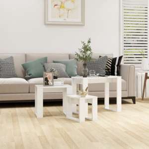 Tayvon High Gloss Nest Of 3 Tables In White
