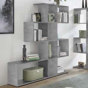 Taze Wooden Shelving Bookcase In Cement Effect
