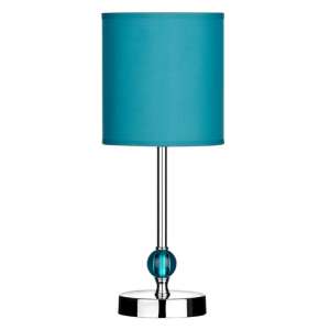 Trikova Teal Fabric Shade Table Lamp With Chrome Base