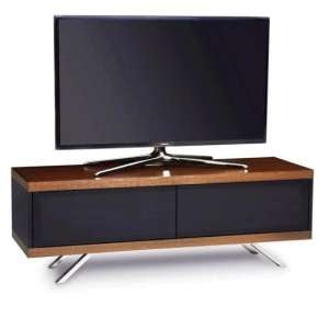 Tavin High Gloss TV Stand With 2 Storage Compartments In Walnut