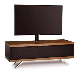 Tecula Hybrid Gloss 2 Compartments TV Stand In Black And Walnut