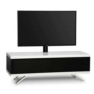 Tecula Hybrid Gloss 2 Compartments TV Stand In Black And White