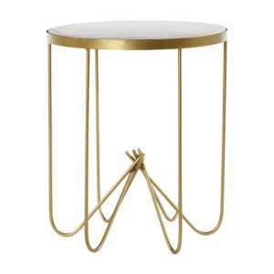 Regulus Round Side Table With White Marble Top    