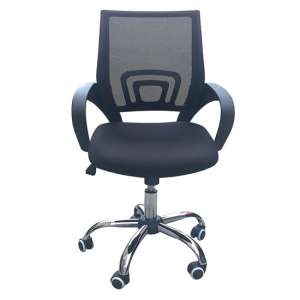 Tenby Home Office Chair In Black With Mesh Back And Chrome Base