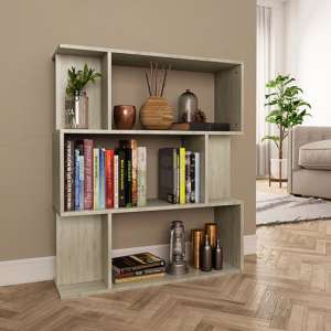 Tenley Wooden Bookcase And Room Divider In Sonoma Oak