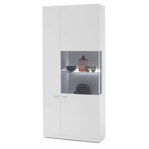 Tepic High Gloss Display Cabinet In White With 2 Doors And LED