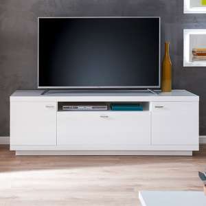 Tepic High Gloss TV Stand In White With 2 Doors And 1 Drawer