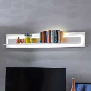 Tepic High Gloss Wall Shelf In White With LED