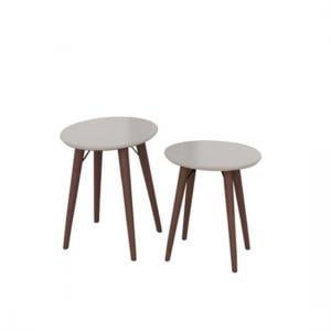 Teramo Nesting Tables In Champagne High Gloss And Metal Legs