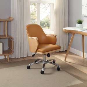 Terrence Tan Faux Leather Home And Office Chair In Oak