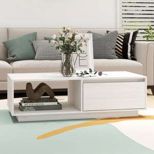 Tevie Solid Pinewood Coffee Table With 1 Door In White
