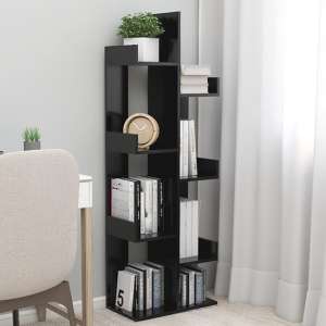 Tevin Wooden Bookshelf With 8 Compartments In Black