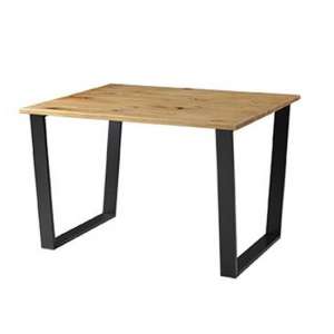 Tilston Dining Table In Antique Wax With Black Metal Legs