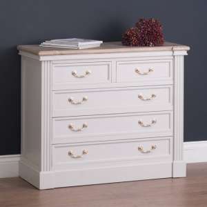 Liberty Wooden Chest Of Drawers In White With 5 Drawers