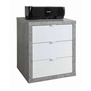 Theon Office Pedestal In Grey And White Gloss With 3 Drawers