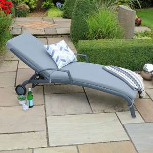 Thirsk Outdoor Cushioned Sun Lounger In Graphite Grey