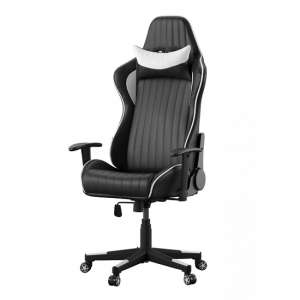 Steyning Recliner Faux Leather Gaming Chair In Black And White