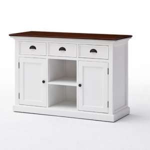 Throp Sideboard And Baskets In White Distress And Deep Brown