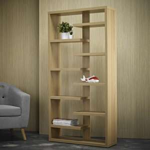 Thurso Contemporary Wooden Shelving Display Stand In Oak