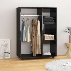 Tiara High Gloss Open Wardrobe With 3 Shelves In Black