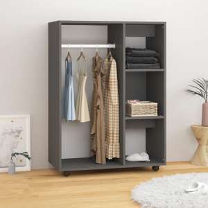 Tiara Wooden Open Wardrobe With 3 Shelves In Grey