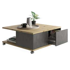 Tifton Wooden Storage Coffee Table In Artisan Oak And Matera