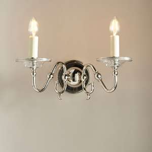 Tilburg Twin Clear Crystal Wall Light In Polished Nickel