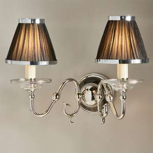 Tilburg Twin Wall Light In Nickel With Black Shades