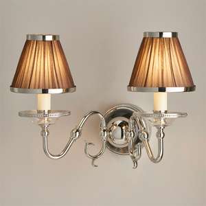 Tilburg Twin Wall Light In Nickel With Chocolate Shades