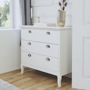 Tilton Wooden Chest Of Drawers In White With 3 Drawers