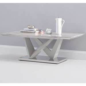 Timon High Gloss Marble Effect Coffee Table In Light Grey