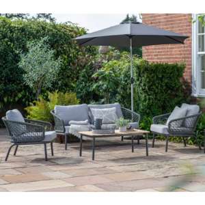 Tintagel Outdoor Lounger Set With Coffee Table In Natural